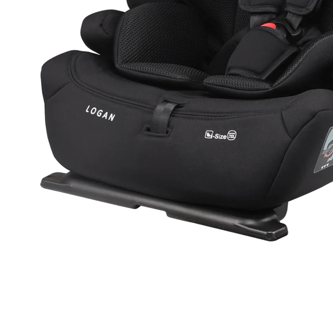 Black Logan car seat on a white background
