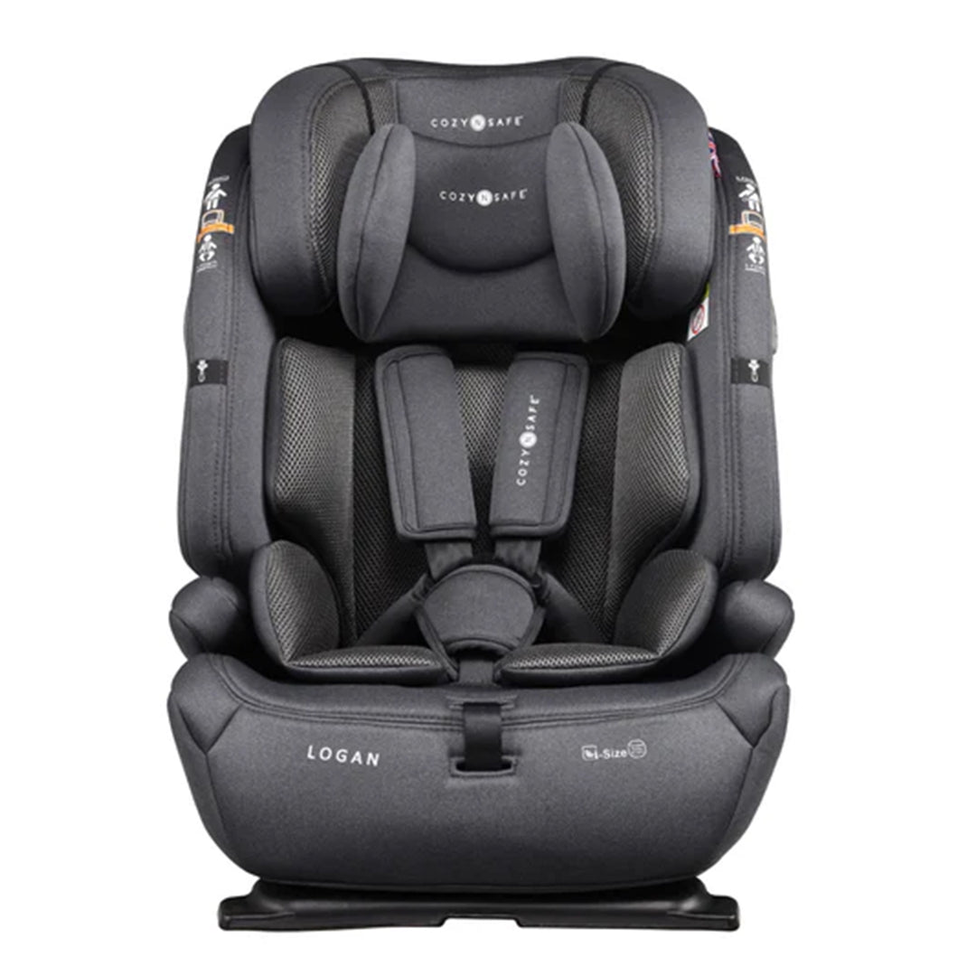 Gray Cozy Safe Logan car seat on a white background