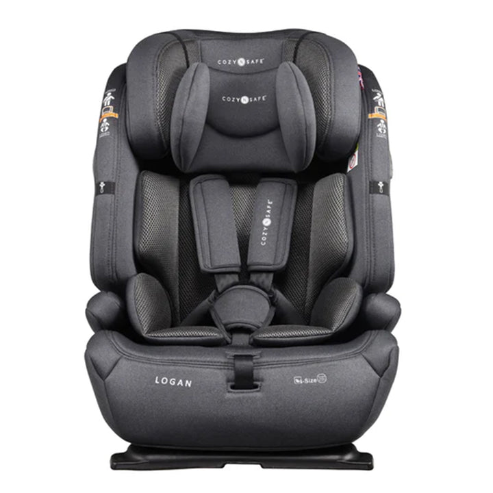 Gray Cozy Safe Logan car seat on a white background