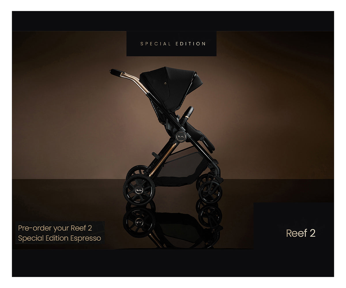 expresso stroller on a brown background