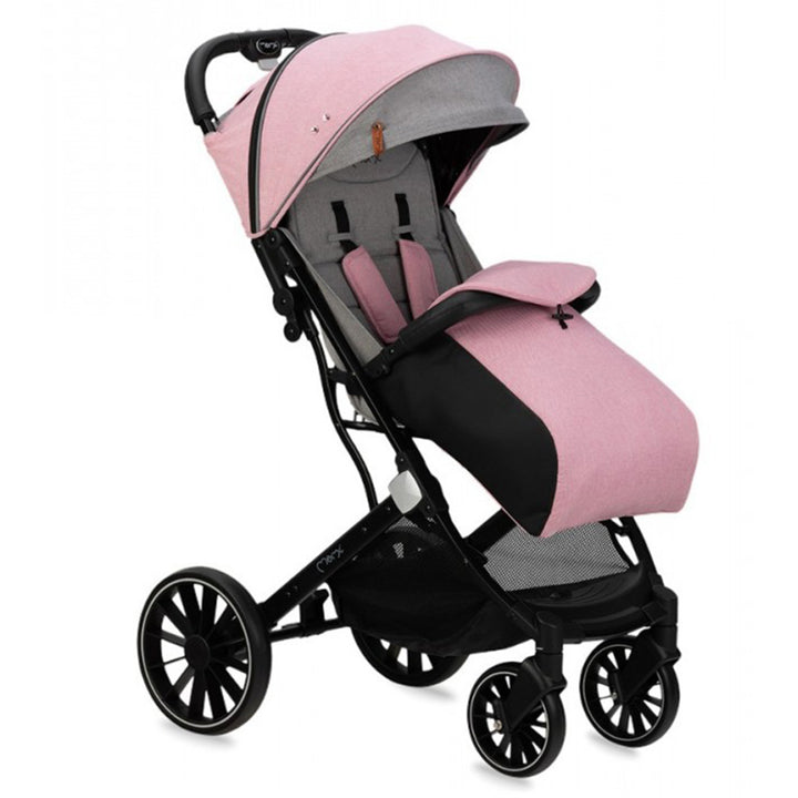 Momi pink stroller on a white background