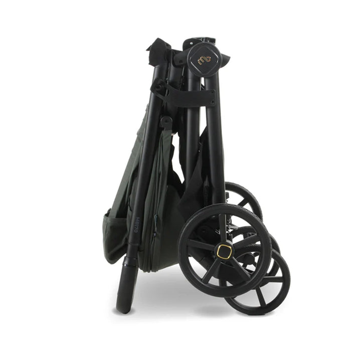 Black golf trolley on a white background