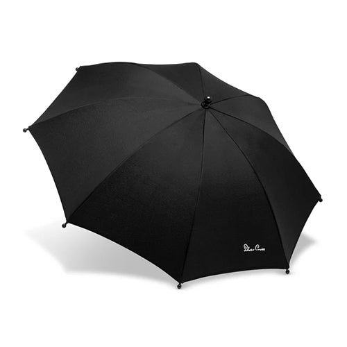 Black umbrella with a brand logo on a white background