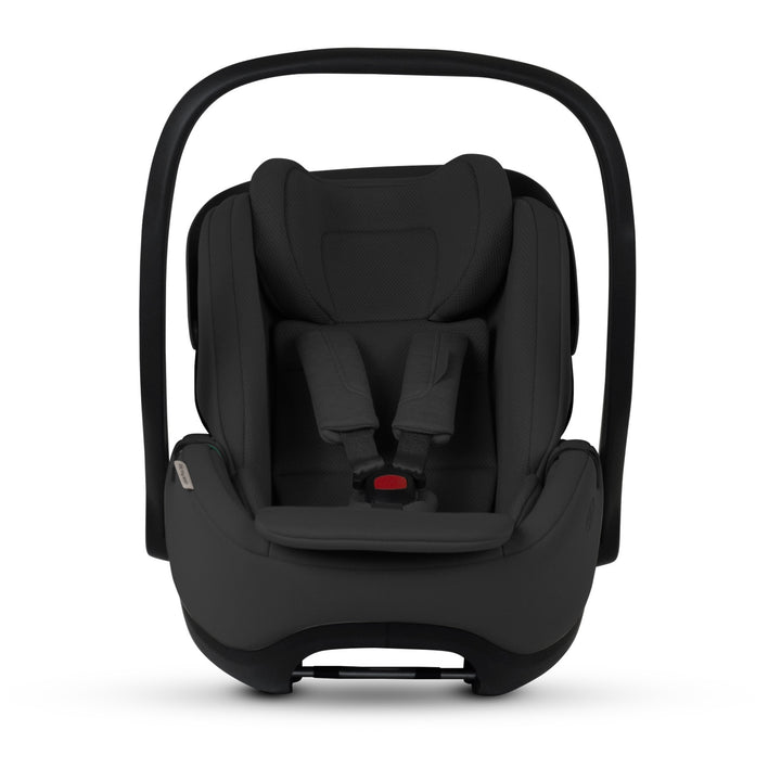 A black Silver Cross Plus i-Size Car Seat, a Red Dot award winner for 2025, designed for children from birth up to 19.5 kg, with dual functionality and a unique inner seat recline system.