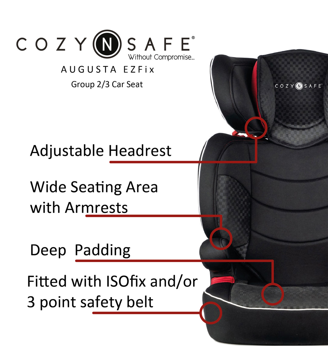 Cozy N Safe Augusta EZFix Group 2/3 Child Car Seat