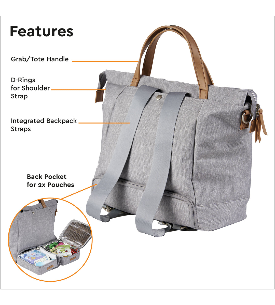 Bababing Erin Tote Backpack Changing Bag