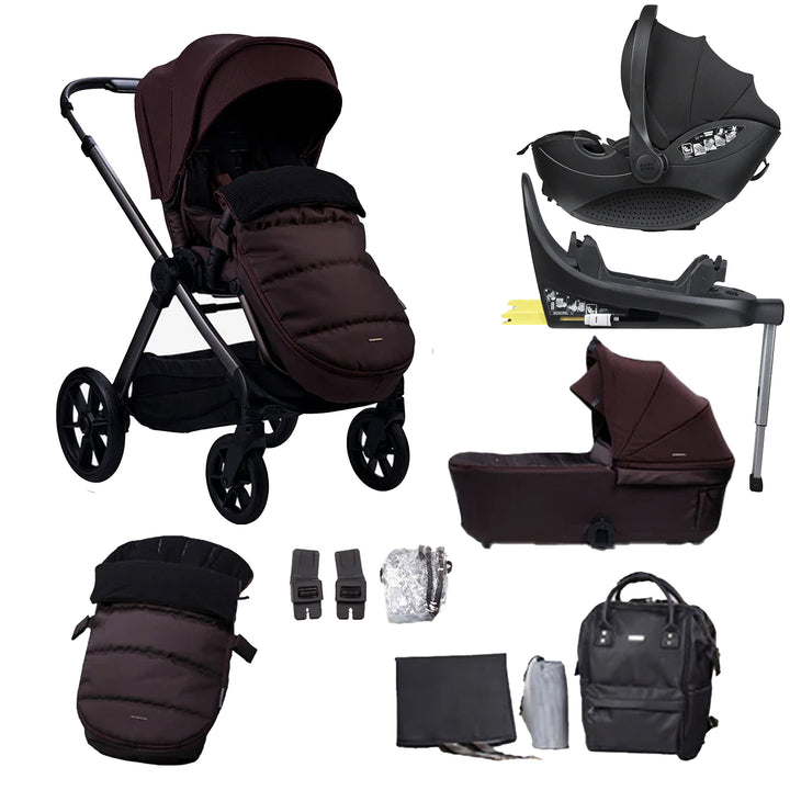 Collection of baby stroller and car seat accessories on a white background