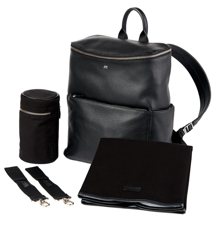 Bababing Santo Leather Backpack Changing Bag - Black