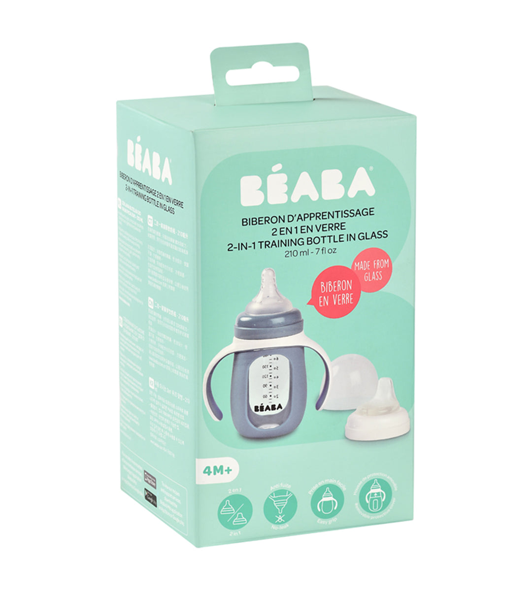 Beaba 2 In 1 Glass Learning Bottle 210ml