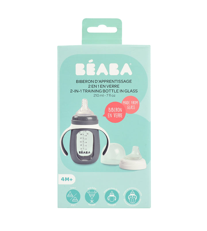 Beaba 2 In 1 Glass Learning Bottle 210ml