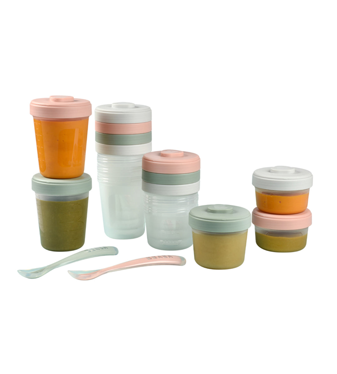 Beaba Baby Food Storage Clip Containers & Spoons Set