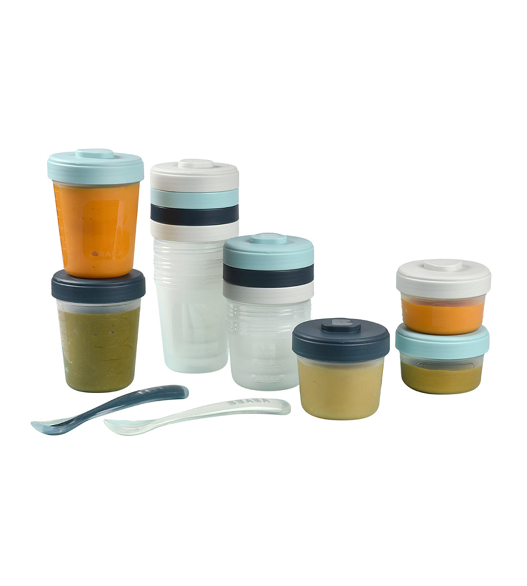 Beaba Baby Food Storage Clip Containers & Spoons Set