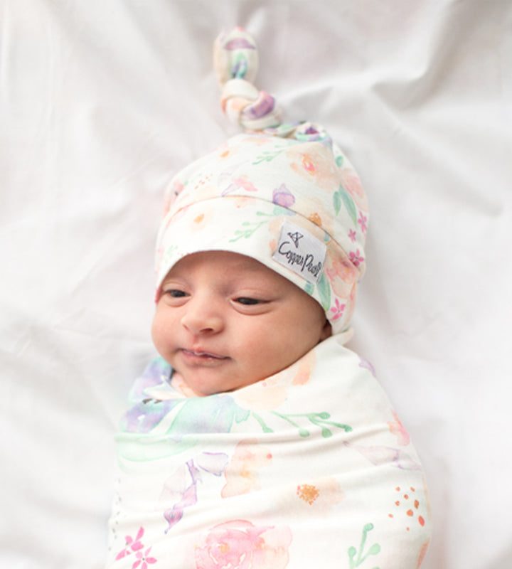 Copper Pearl Top Knot Hat 0-4 months