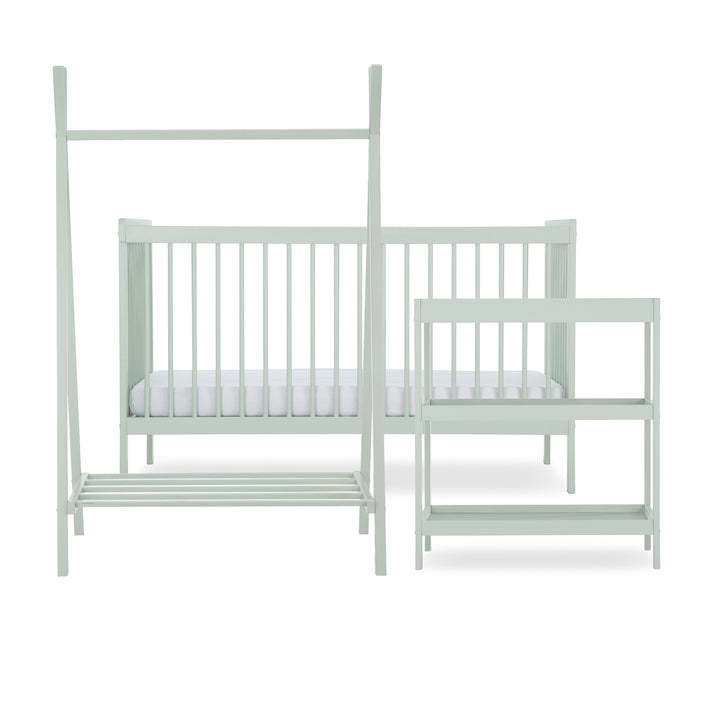 CuddleCo Nola 3 Piece Set with Cot Bed, Open Changer & Clothes Hanger