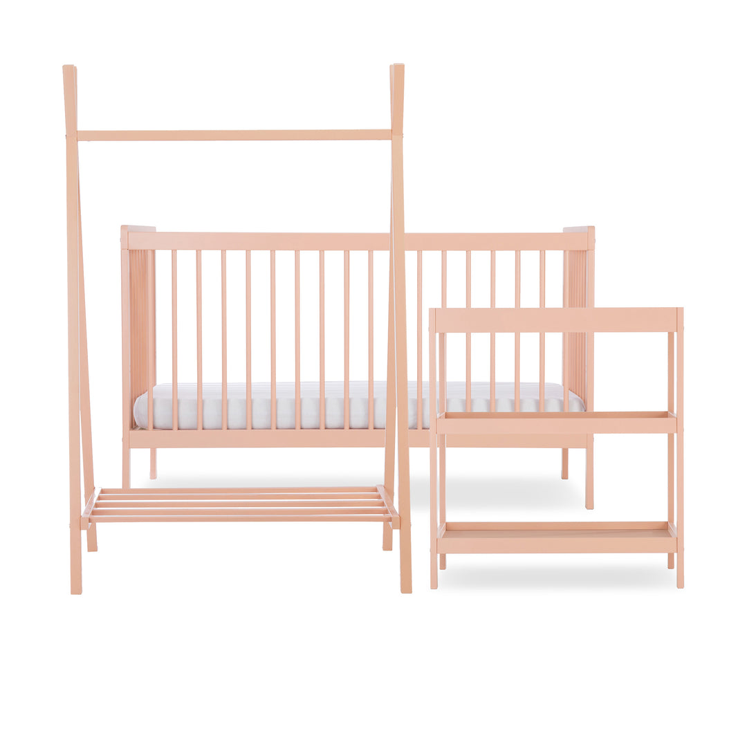 CuddleCo Nola 3 Piece Set with Cot Bed, Open Changer & Clothes Hanger