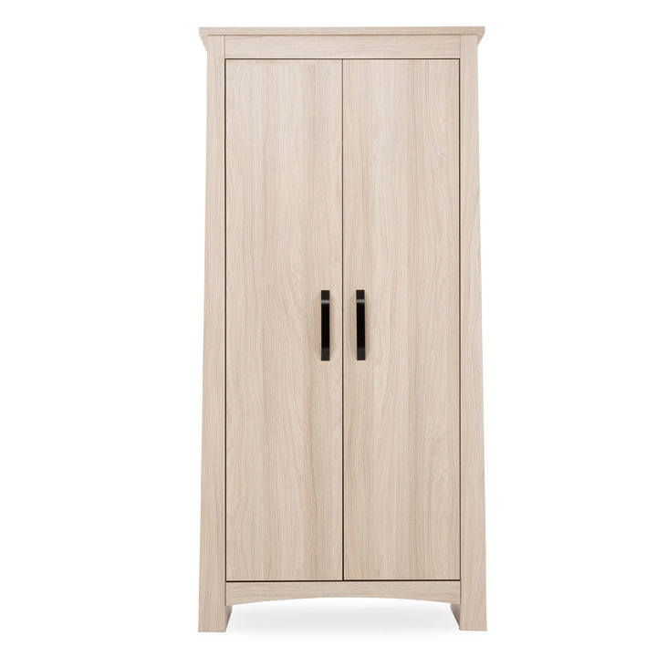Beige wardrobe with two doors on a white background