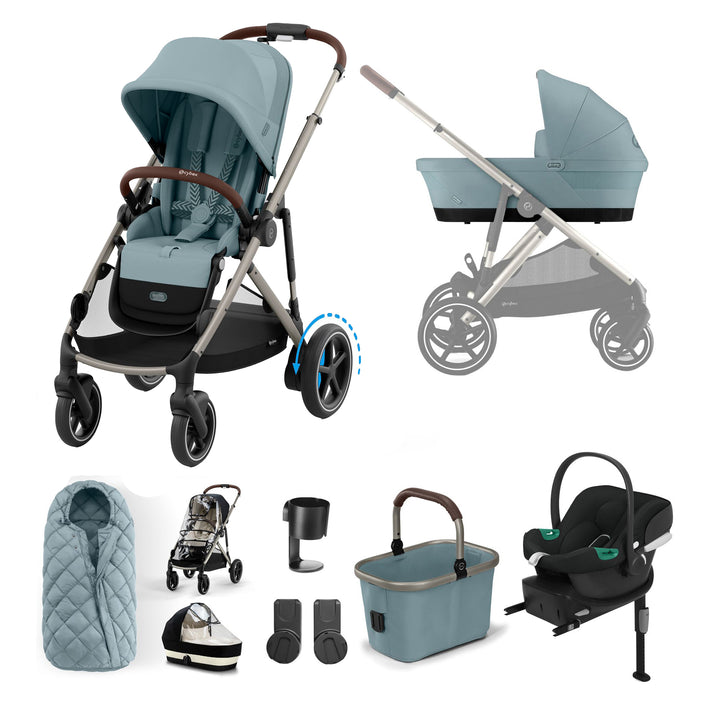 Cybex e-Gazelle S Stroller with Aton B2 & Base 11 Piece Bundle