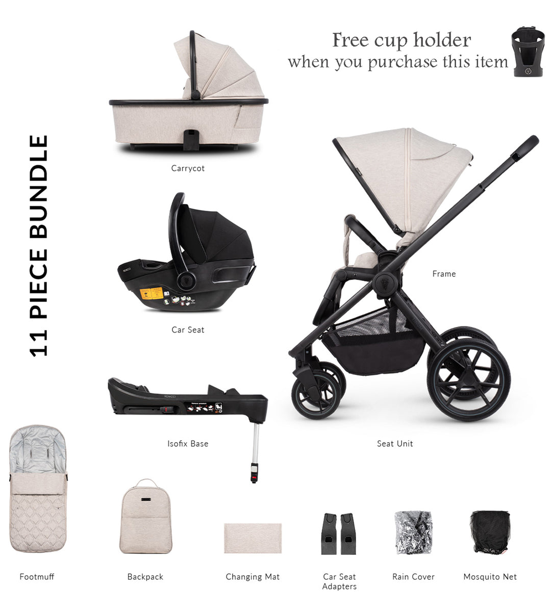 Venicci  Edge 3 in 1 Pushchair with Engo Car Seat & Base