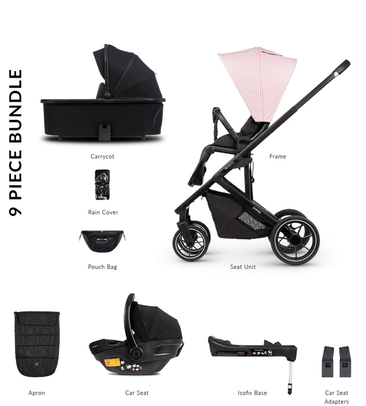 Venicci Empire 3 in 1 Travel System with Base - Silk Pink