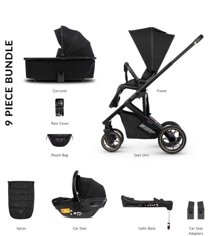 Venicci Empire 3 in 1 Travel System with Base - Ultra Black