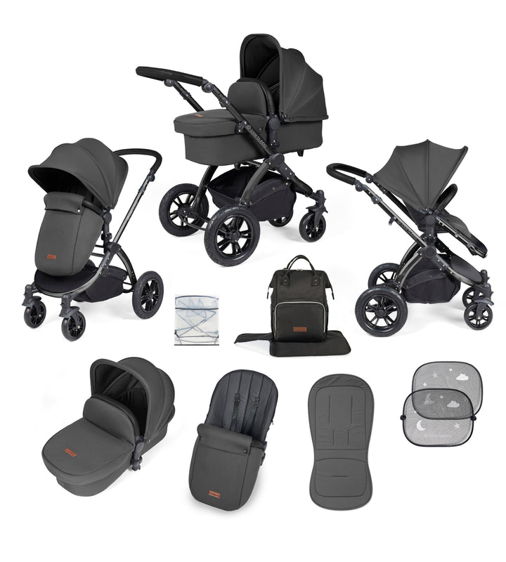 Ickle bubba Stomp Luxe 2 in 1 Plus Pushchair - Black Chassis