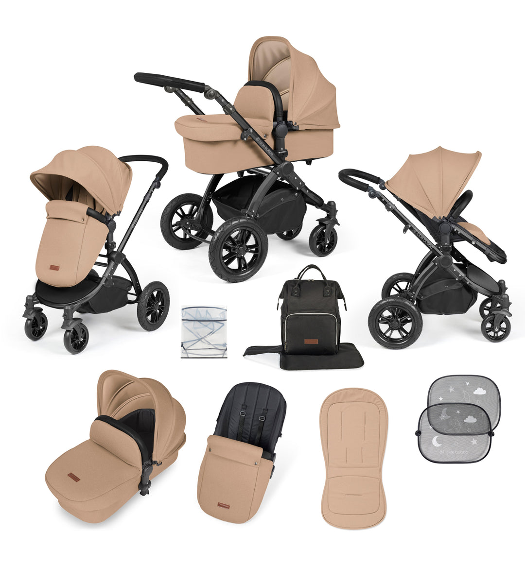 Ickle bubba Stomp Luxe 2 in 1 Plus Pushchair - Black Chassis