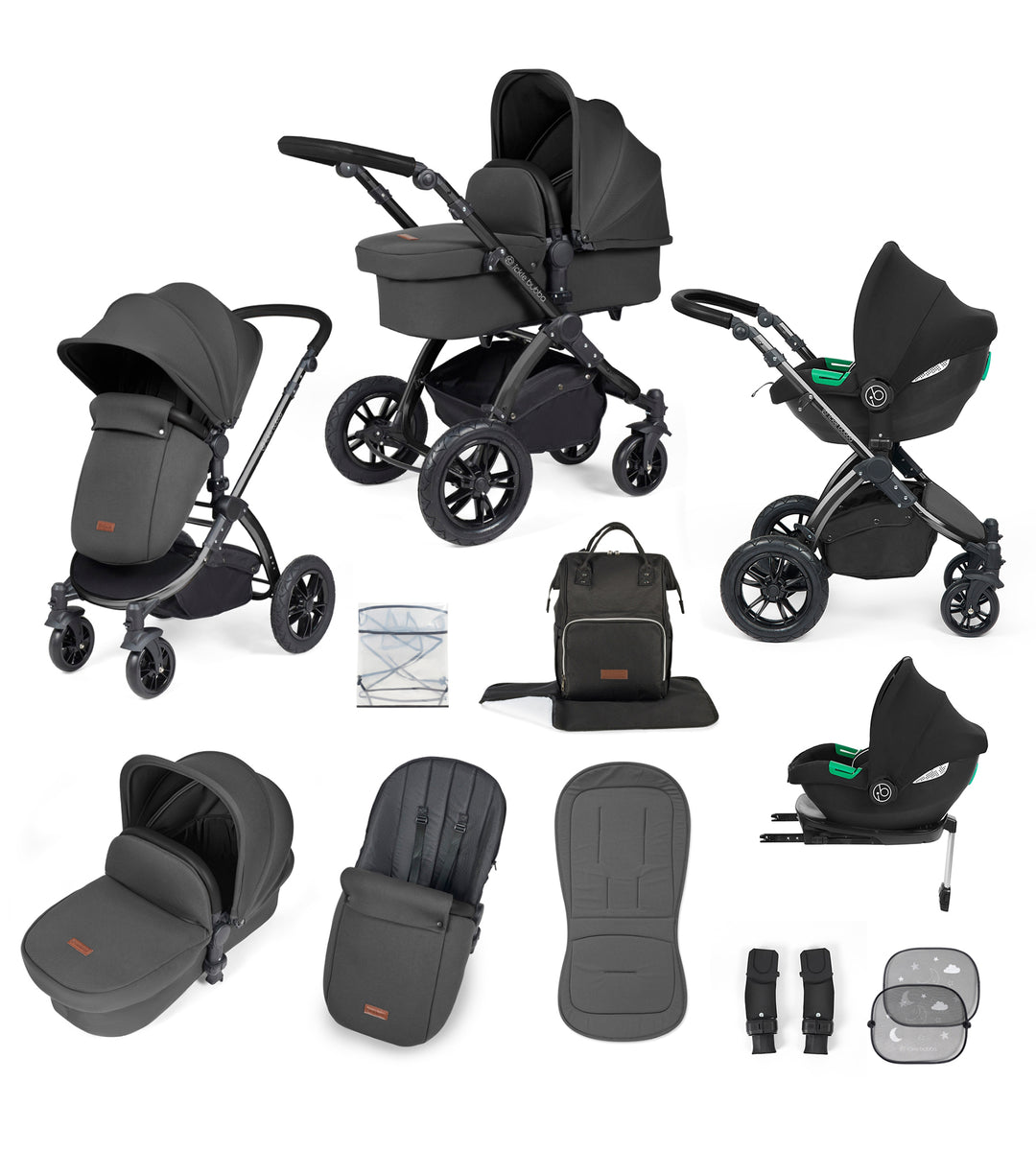 Ickle Bubba Stomp Lux Black Chassis 3 in 1 Travel System