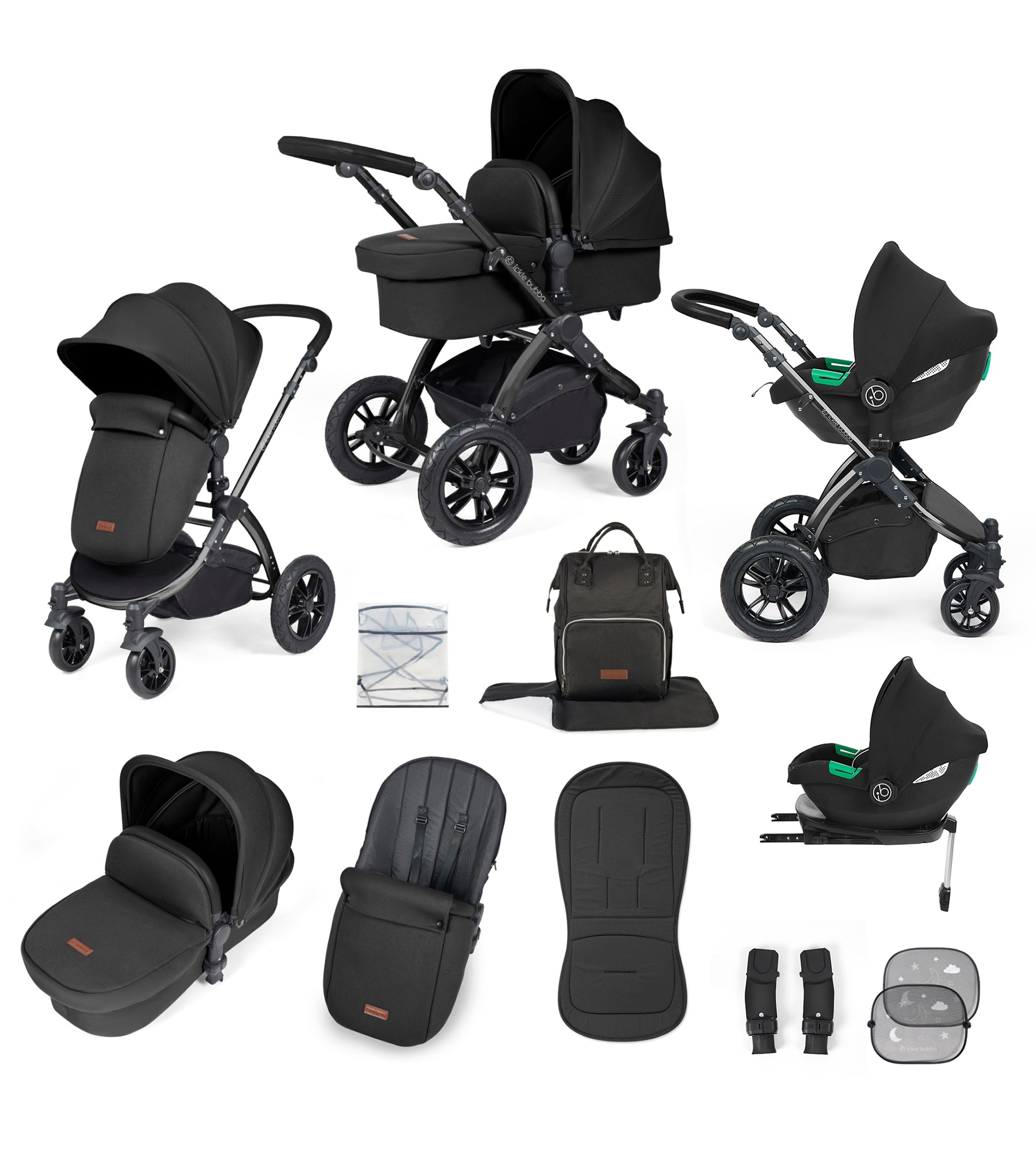 Ickle Bubba Stomp Lux Black Chassis 3 in 1 Travel System