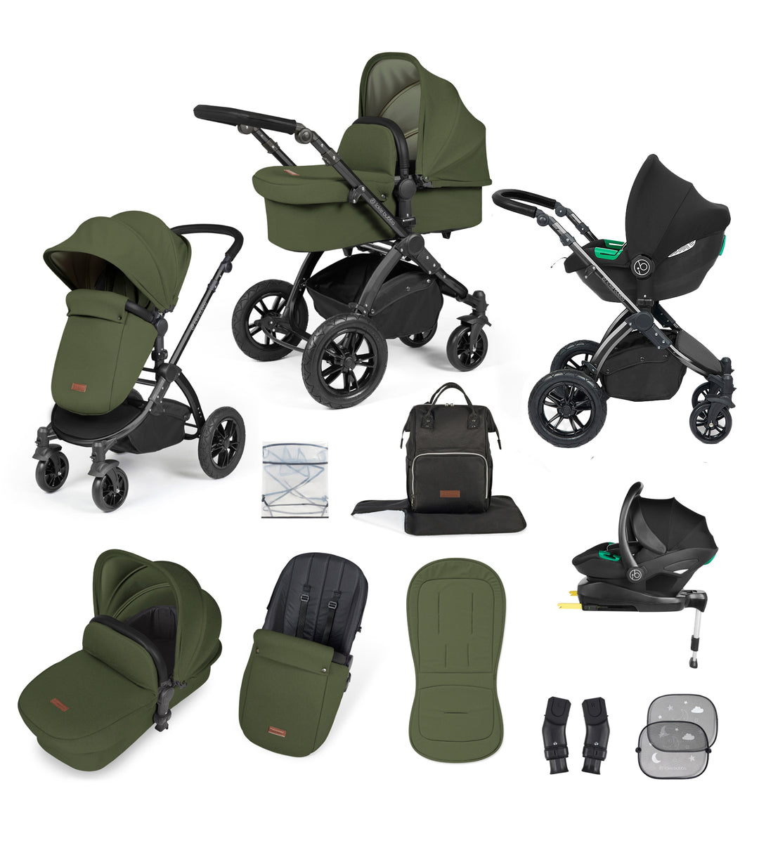 Ickle Bubba Stomp Lux Black Chassis 3 in 1 Travel System