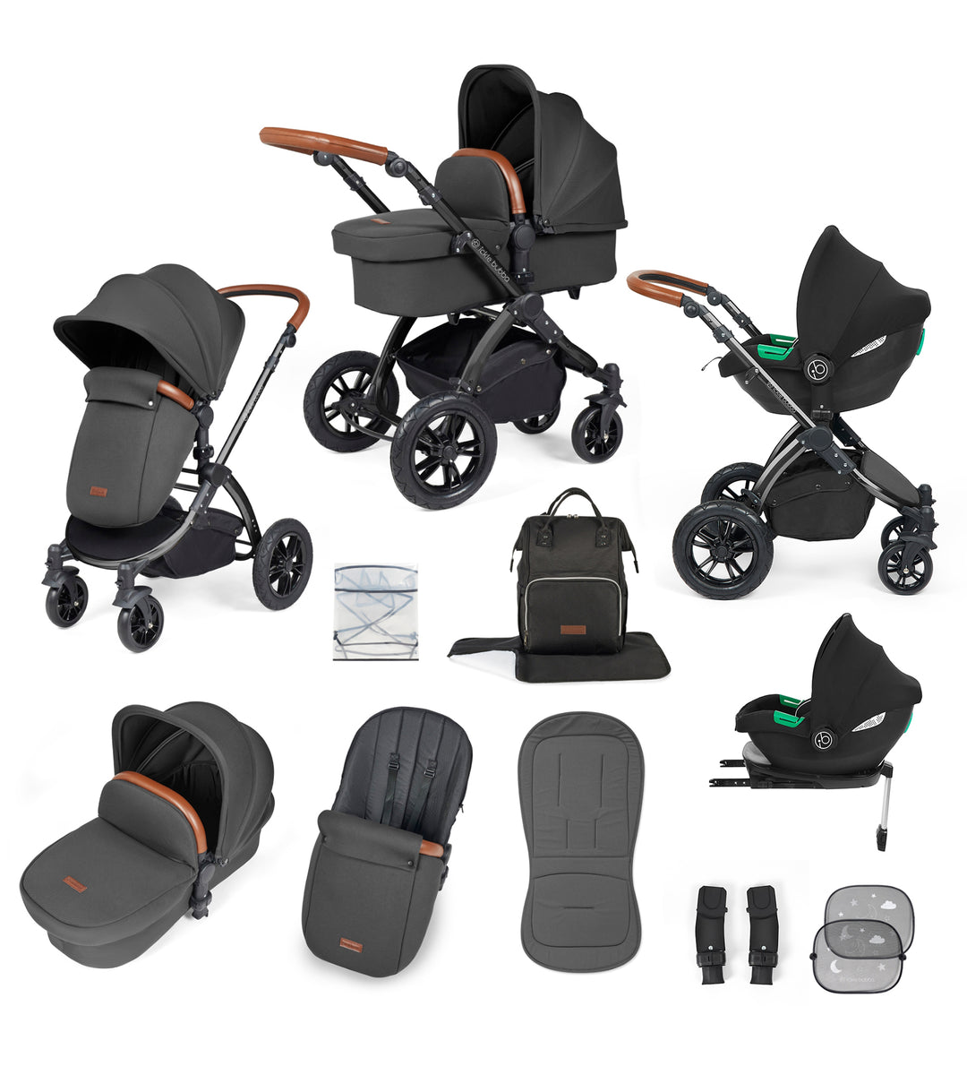 Ickle bubba Stomp Lux Black Chassis 3 in 1 Travel System