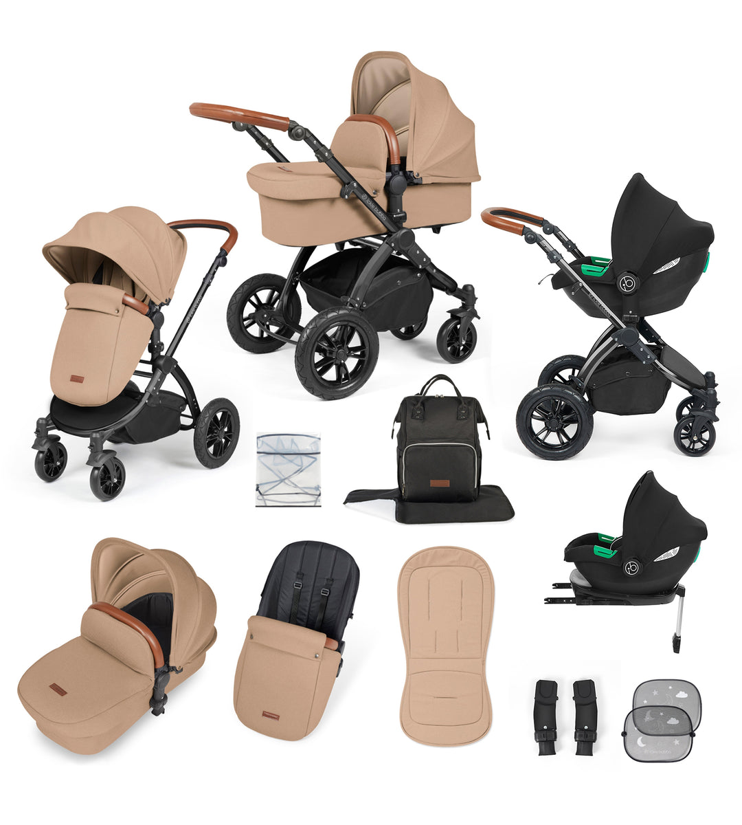 Ickle bubba Stomp Lux Black Chassis 3 in 1 Travel System