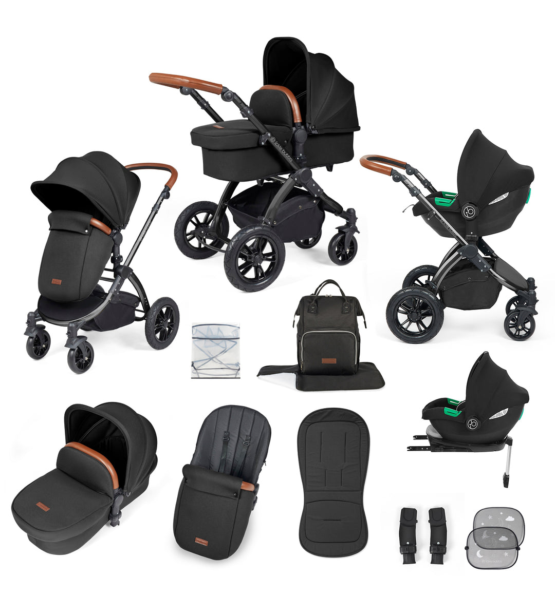 Ickle bubba Stomp Lux Black Chassis 3 in 1 Travel System