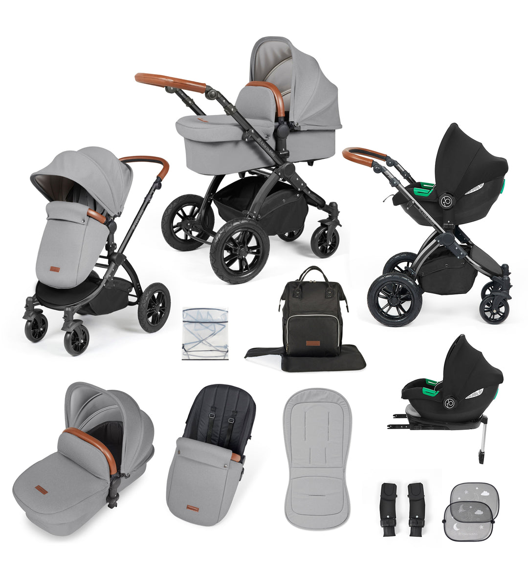 Ickle bubba Stomp Lux Black Chassis 3 in 1 Travel System