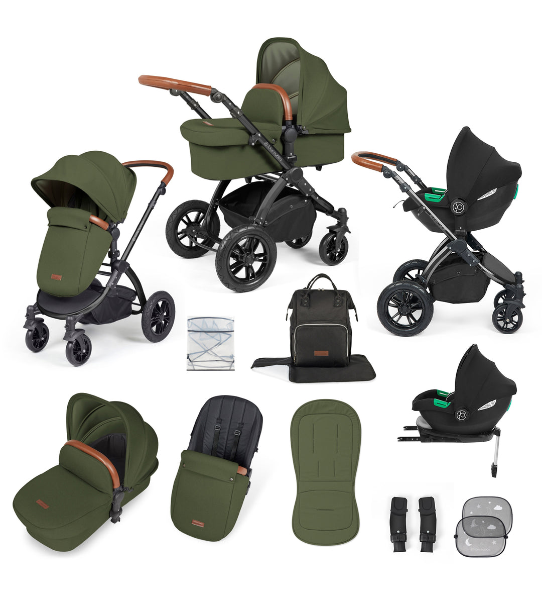 Ickle bubba Stomp Lux Black Chassis 3 in 1 Travel System