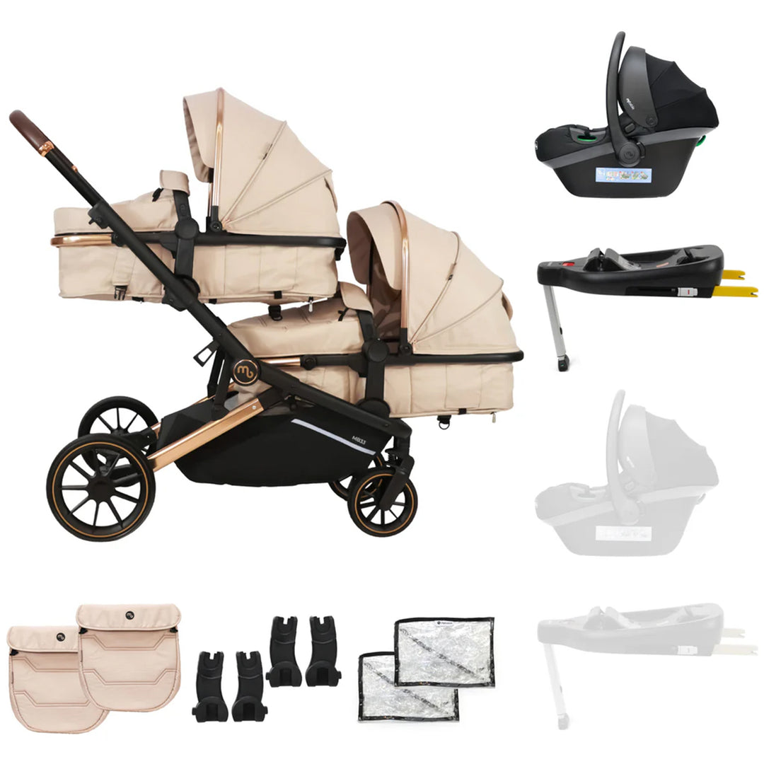 My Babiie Tandem Stroller with Car Seat & Base - MB33