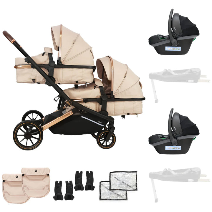 My Babiie Tandem Stroller with Two Car Seats - MB33