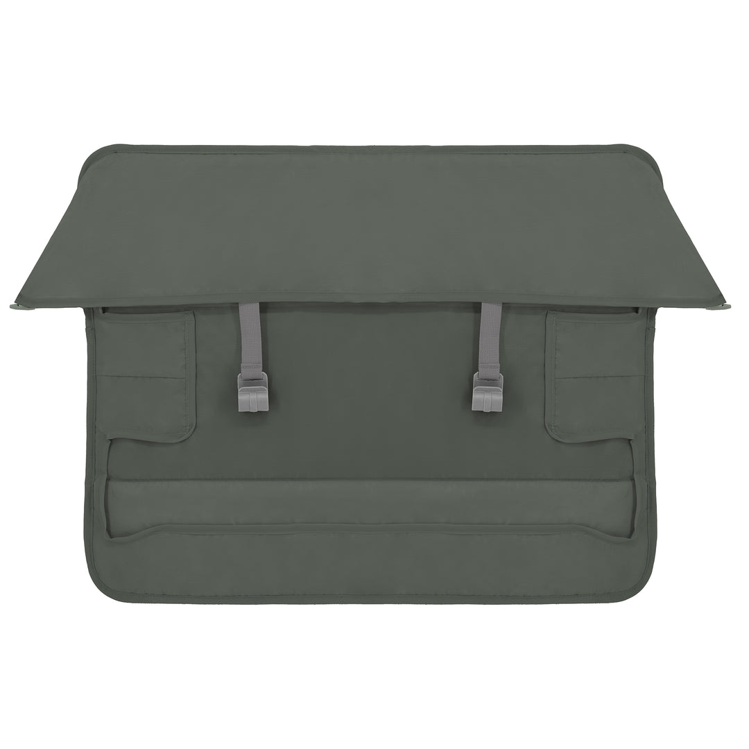 Green bag with two straps on a white background