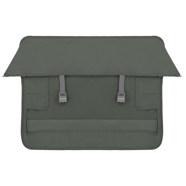 Green bag with two straps on a white background
