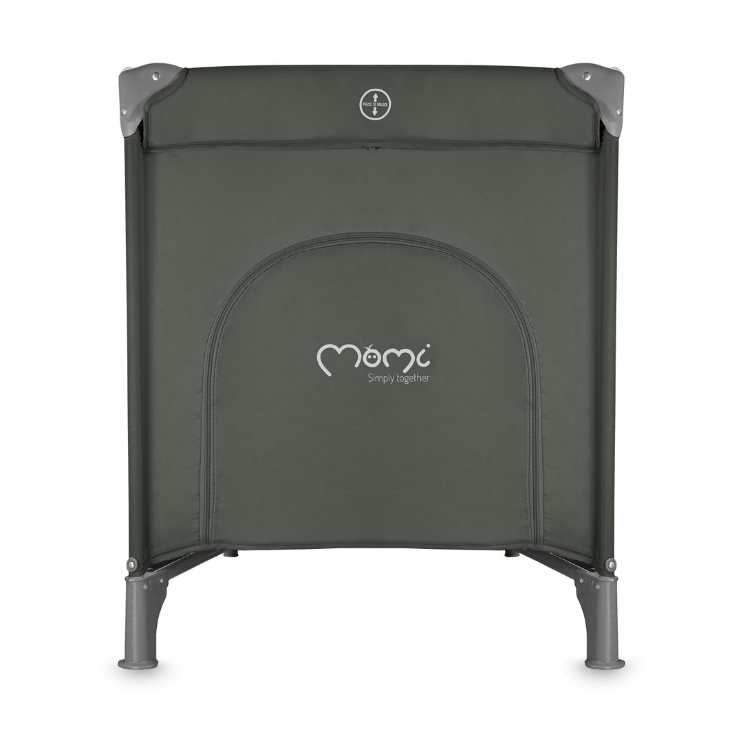 Dark gray baby changing table with 'mommy' branding on a white background