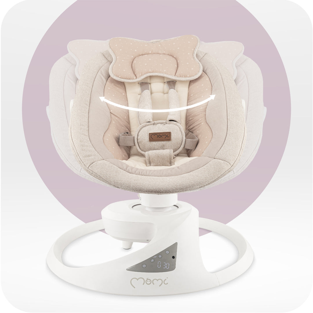 Baby swing with a digital display on a white background