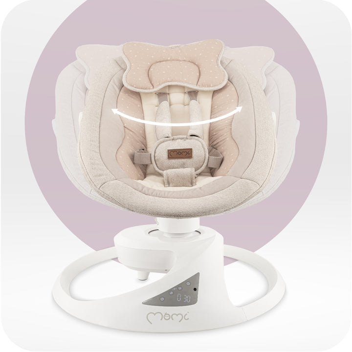 Baby swing with a digital display on a white background