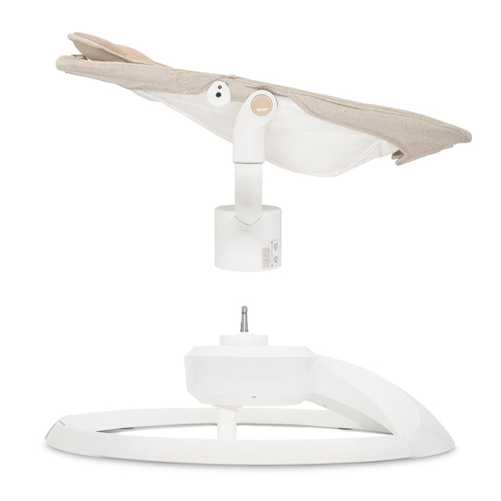 White ceiling light fixture with beige shade on a white background