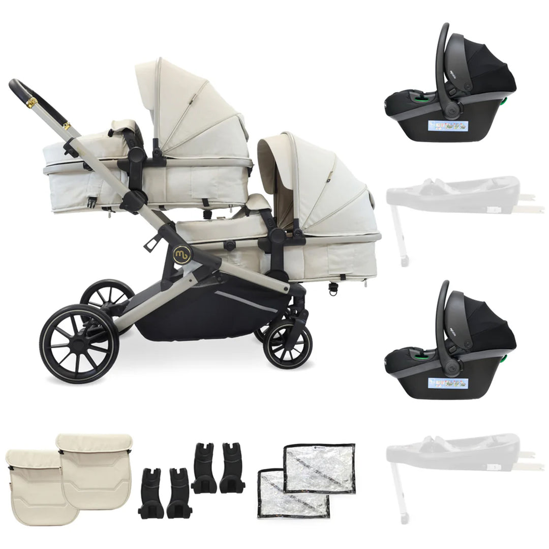 My Babiie Tandem Stroller with Two Car Seats - MB33