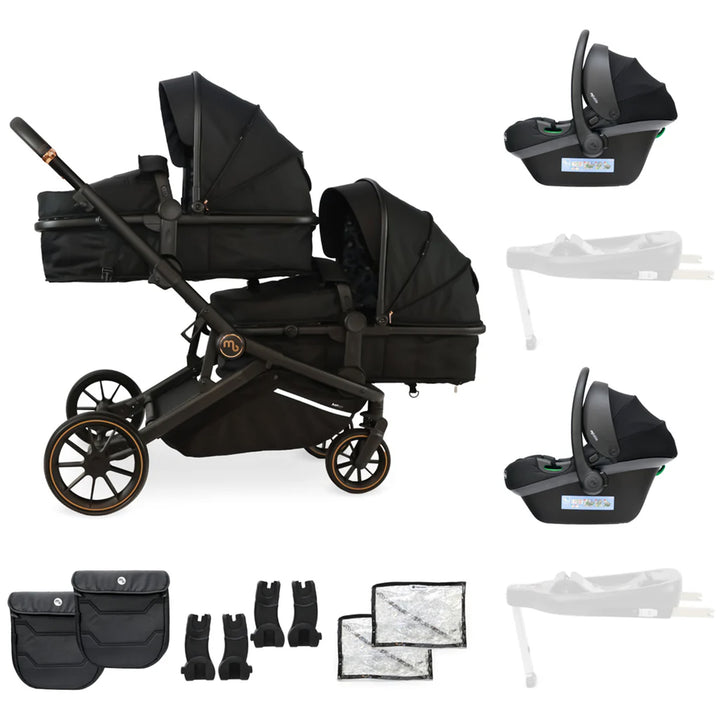 My Babiie Tandem Stroller with Two Car Seats - MB33