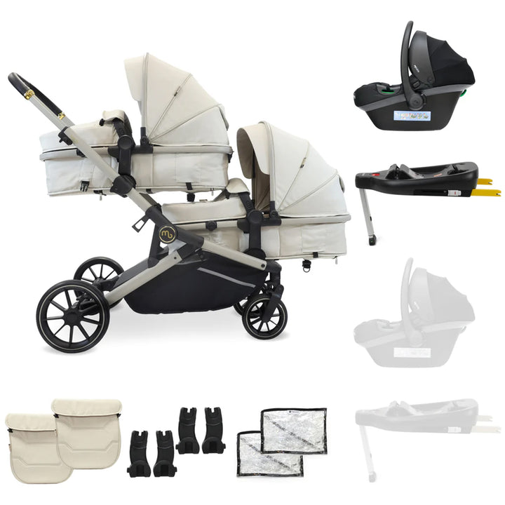 My Babiie Tandem Stroller with Car Seat & Base - MB33