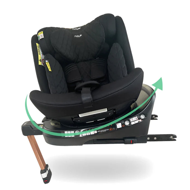 Black car seat with base on a white background