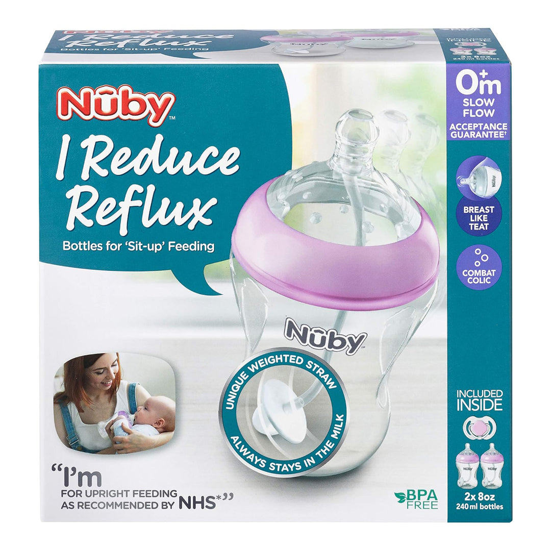 Nuby Anti Reflux Baby Bottle x 2 270ml