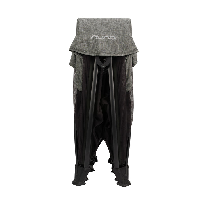 Gray and black baby carrier with 'nuna' branding on a white background