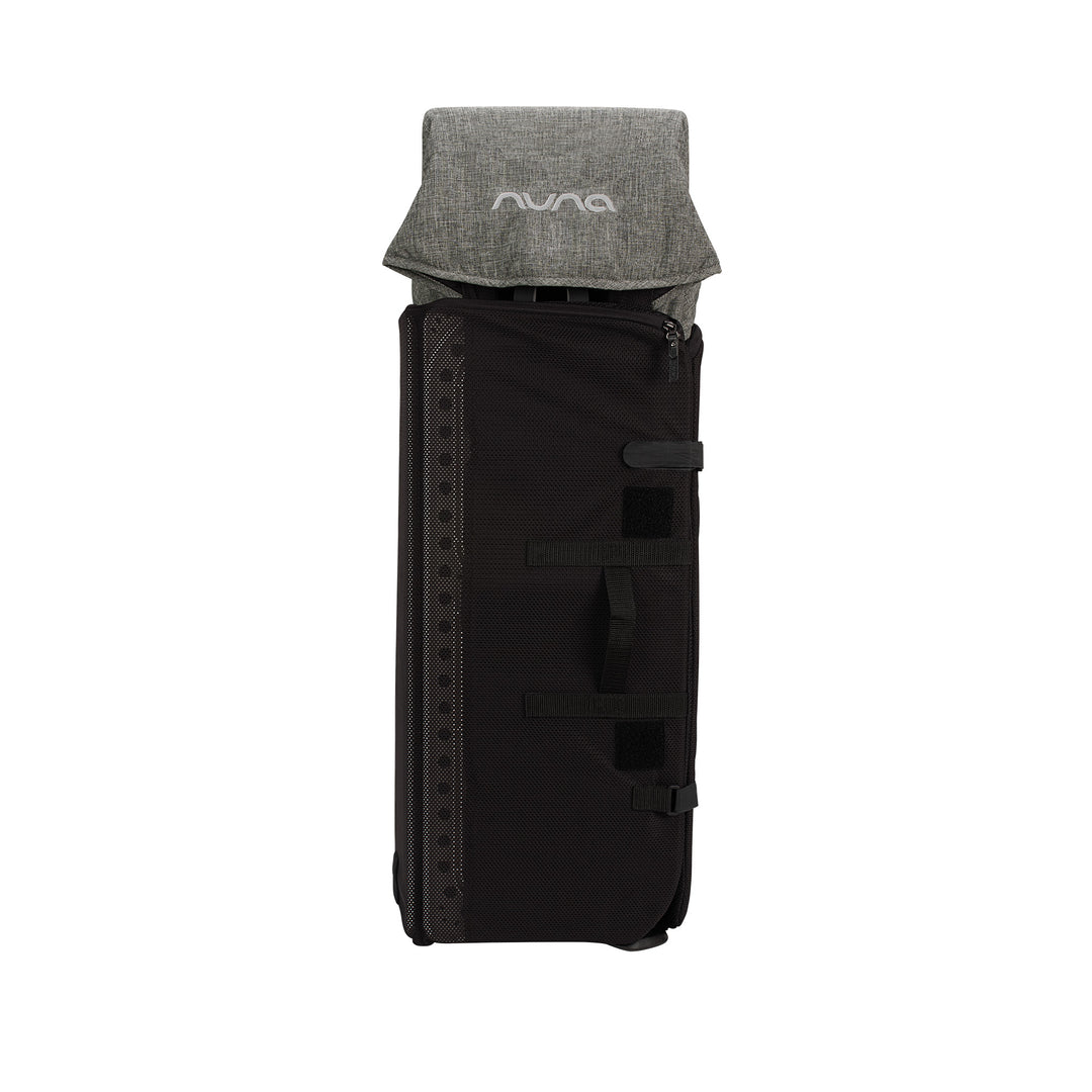 Black stroller with gray hood on a white background