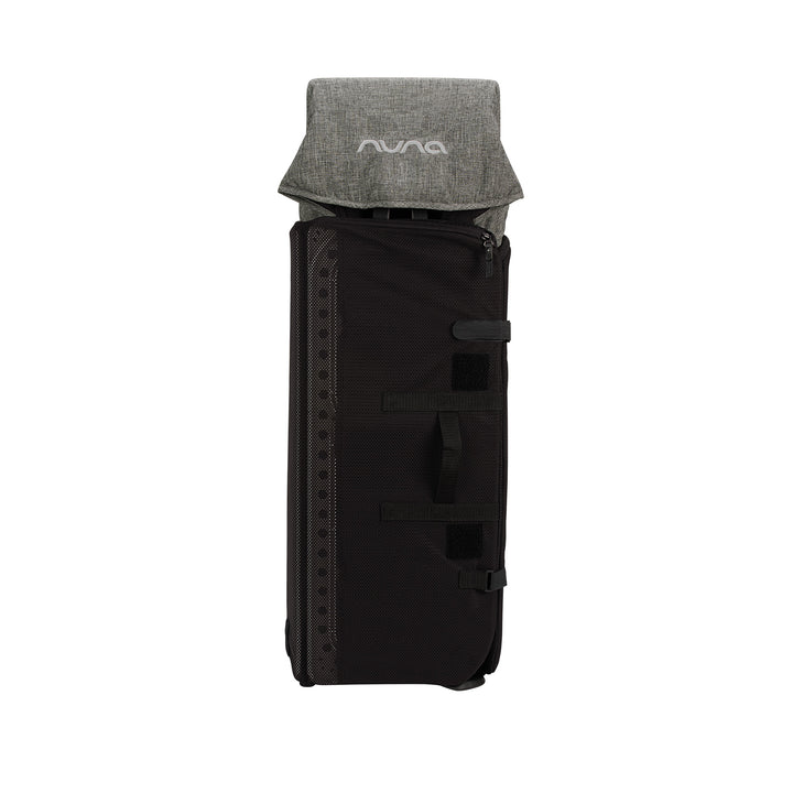 Black stroller with gray hood on a white background